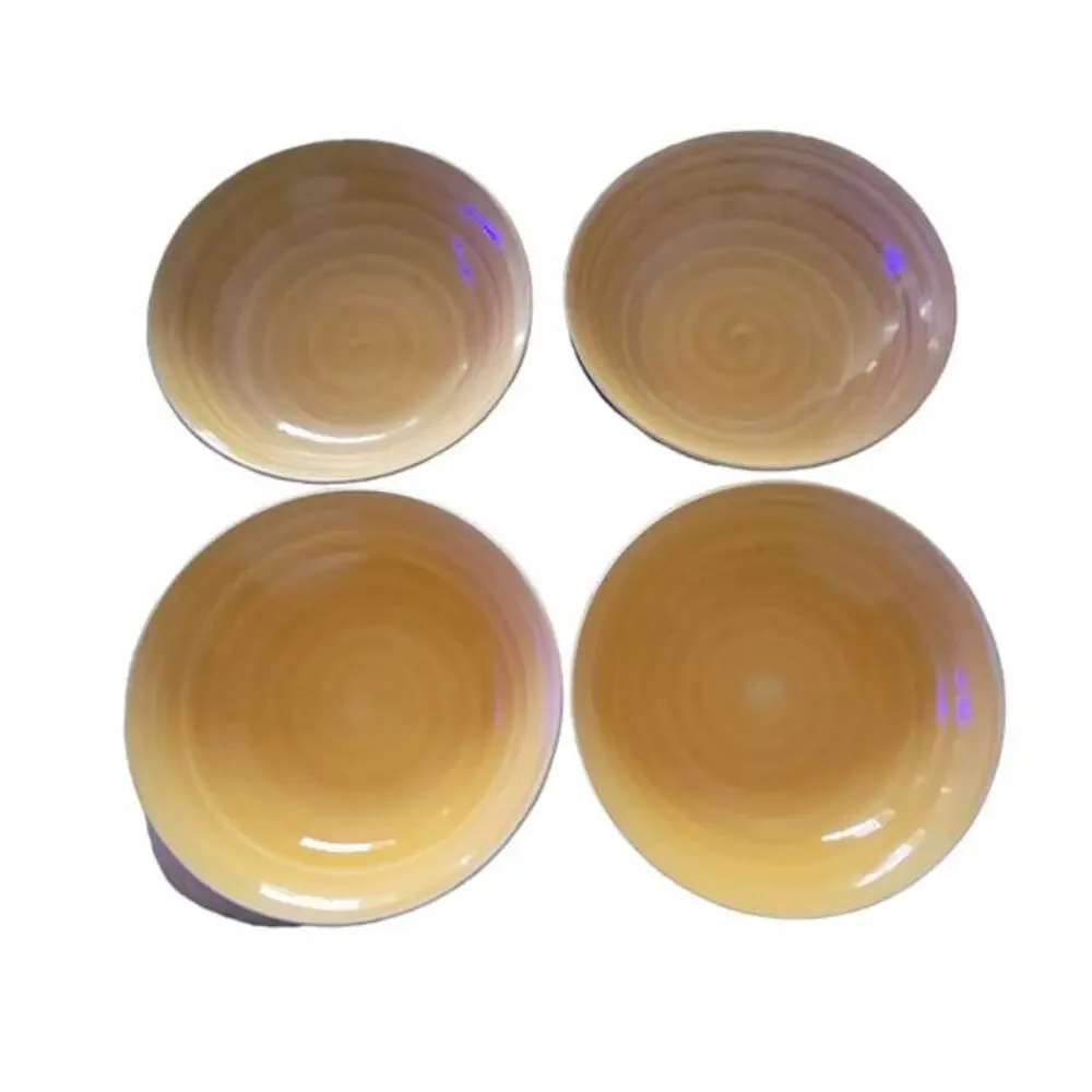 Vintage Yellow Swirl and Flower Bowls by Alco Industries‎ Green Trim Set of 4